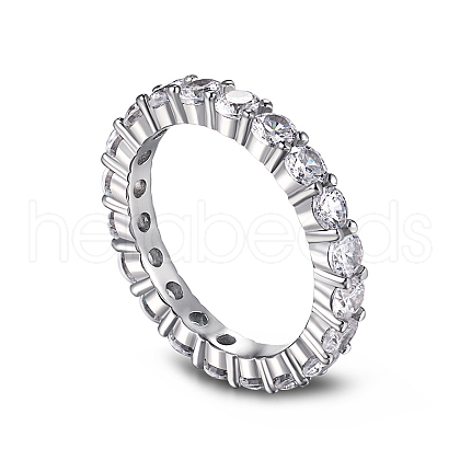 Rhodium Plated 925 Sterling Silver Micro Pave Cubic Zirconia Finger Ring for Women RJEW-F150-01B-01P-1