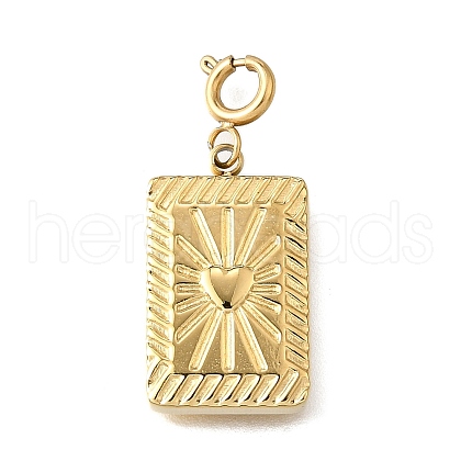 Rectangle with Heart 304 Stainless Steel Pendant Decorations STAS-H202-48G-1
