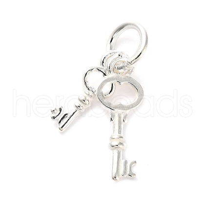 S925 Sterling Silver Double Keys Charms STER-K183-02B-S-1