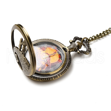 Alloy Glass Pendant Pocket Necklace WACH-S002-05AB-1