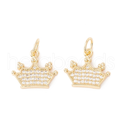 Rack Plating Brass Micro Pave Clear Cubic Zirconia Pendants ZIRC-I057-09G-1