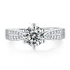 Mother's Day Rings Rhodium Plated 925 Sterling Silver Micro Pave Cubic Zirconia Adjustable Rings AJEW-U007-14P-3