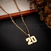 Beebeecraft 1Pc 304 Stainless Steel Figaro Chain Number Pendant Necklaces NJEW-BBC0001-28A-G-4