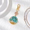 Synthetic Turquoise Chips Beads & Alloy Tree of Life Pendant Decorations HJEW-JM03129-03-1