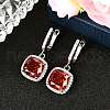 925 Sterling Silver Pave Cubic Zirconia Square Hoop Earrings EJEW-C150-01A-01-1