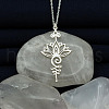Alloy Hollow Cut Yoga Lotus Flower Pendant Necklaces for Women FS-WG54440-01-1