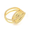 Brass Micro Pave Clear Cubic Zirconia Open Cuff Ring RJEW-M173-07B-G-1