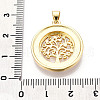 Brass Pave Natural Shell Hollow Flat Round with Tree of Life Pendants KK-N268-26G-3