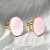Oval Dyed Natural Shell Rings KK-P305-12G-2