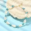Natural Shell & Synthetic Turquoise Starfish Beaded Necklace with 304 Stainless Steel Clasps X-NJEW-TA00107-01-5