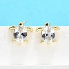 Brass Micro Pave Clear Cubic Zirconia Stud Earrings EJEW-H157-03G-01-1