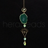 Natural Green Aventurine  Piece & Metal Evil Eye Moon Hanging Ornaments PW-WG66301-04-1