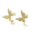 Brass Micro Pave Clear Cubic Zirconia Cuff Earrings EJEW-I305-26G-1