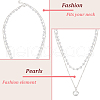 ANATTASOUL 2Pcs 2 Colors Plastic Imitation Pearl Pendants Double Layer Necklaces Set NJEW-AN0001-11-3