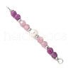 Faceted Round Natural Ruby & Pink Tourmaline & Potato Natural Cultured Freshwater Pearl Beaded Connector Charms PALLOY-JF03532-09-2