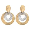 304 Stainless Steel Two Tone Dangle Stud Earrings EJEW-C142-17PG-4
