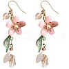 Flower with Teardrop Alloy Resin Dangle Earrings FS-WG8E2A2-01-4