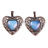Synthetic Opalite Peach Love Heart Pendants G-G158-01-10-1