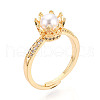Brass Micro Pave Clear Cubic Zirconia Adjustable Ring Settings KK-T076-18G-4