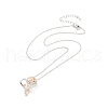 Clear Cubic Zirconia Heart with Rose Pendant Necklace NJEW-F293-01A-RG-2