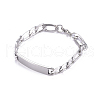 304 Stainless Steel Figaro Chain ID Bracelets BJEW-G631-02P-1
