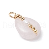 Copper Wire Wrapped Natural Rose Quartz & Natural Cultured Freshwater Pearl Beads Pendants PALLOY-JF03645-01-3