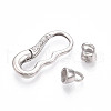 925 Sterling Silver Micro Pave Clear Cubic Zirconia Spring Gate Clasps STER-T008-152P-2