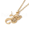 Initial Letter with Butterfly Pendant Necklace NJEW-C026-01G-S-3