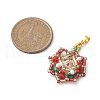 Christmas Glass Rhinestone & Seed Bead Pendants PALLOY-MZ00252-2