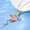 304 Stainless Steel Hot Pearl Enamel Constellation Planet Pendant Necklaces NJEW-D310-01B-G-1