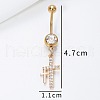 Double Cross 304 Stainless Steel Pave Clear Cubic Zirconia Curved Barbell Dangle Belly Rings FS-WGD8912-01-4