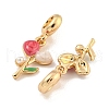 Rack Plating Alloy Enamel Flower European Dangle Charms FIND-B034-45G-02-2