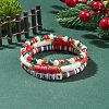 3Pcs 3 Style Polymer Clay Heishi Surfer Stretch Bracelets Set with Word Jolly Acrylic Beads BJEW-TA00129-2