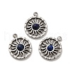 304 Stainless Steel Pave Natural Lapis Lazuli Sun Charms STAS-B074-05P-03-1