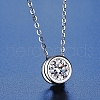 Anti-Tarnish Rhodium Plated 925 Sterling Silver Pave Crystal Moissanite Rhinestone Flat Round Multi-Strand Links STER-U003-05P-4
