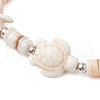 2Pcs Sea Turtles & Starfish Dyed Synthetic Turquoise Beads Stretch Bracelets BJEW-JB11881-5