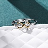 Brass Micro Pave Clear Cubic Zirconia Adjustable Finger Rings for Women RJEW-S624-03PG-1