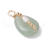 Copper Wire Wrapped Natural Green Aventurine & Natural Cultured Freshwater Pearl Beads Pendants PALLOY-JF03645-02-3