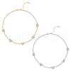 FIBLOOM 2Pcs 2 Style Stainless Steel & Brass Butterfly Pendant Necklaces Set with Crystal Rhinestone Tennis Chains NJEW-FI0001-41-9