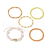 5Pcs 4 Styles Glass Seed Beaded Bracelet Set & 1 Pcs Shell Beads Bracelets BJEW-TA00587-01-4