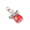 Spray Painted Transparent Glass Beads with ABS Plastic Imitation Pearl Round Beads amd Tibetan Style Alloy Fairy Wing Beads and 304 Stainless Steel Flat Head Pins Pendants PALLOY-JF03622-4