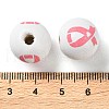 Printed Wood European Beads WOOD-Z002-05-3