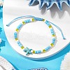 Synthetic Turquoise & Glass Seed Braided Bead Bracelets BJEW-JB11153-01-2