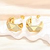 Brass Micro Pave Clear Cubic Zirconia Stud Earrings for Women EJEW-U056-05B-G-2