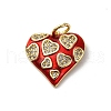 Brass Micro Pave Cubic Zirconia with Enamel Pendants KK-Q098-21G-A-1