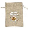 Christmas Printed Burlap Packing Pouches Drawstring Bags ABAG-Q053-02B-11-1