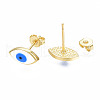 Oval with Evil Eye Stud Earrings EJEW-N011-47-3