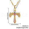 Retro Hip Hop Style Brass Full Rhinestone Heart Wing Sword Pendant Necklaces for Women IJ2885-6-1