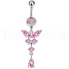 316L Surgical Stainless Steel Cubic Zirconia Butterfly Curved Barbell Dangle Belly Rings WGB11C1-05-2