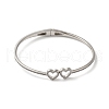 Rack Plating Brass Micro Pave Clear Cubic Zirconia Hollow Double Heart Hinged Bangles BJEW-H616-02P-2